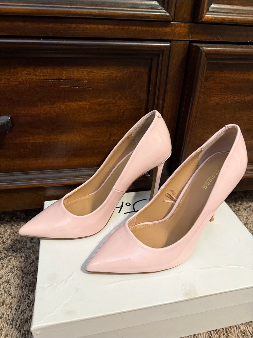 Express Blush Pink Patent Pointed-Toe Stiletto Pumps